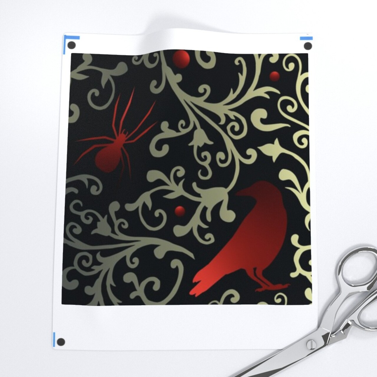 Black Red Gold Dark Victorian Ravens Gothic Bats Halloween Witches Spiders Pumpkins Ghosts October Custom Printed Fabric by Spoonflower Various Fabrics by the Yard or Fat Quarter